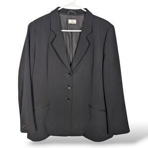 ZANELLA Women's Blazer 16‎ Made in Italy Black Wool Three Button Career Office